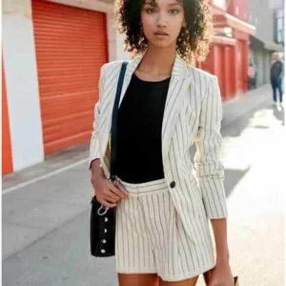 rag & bone Jackets & Blazers - rag & bone Millie Striped Blazer Jacket Ivory Black Size 6 Office Size 6